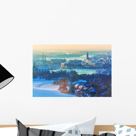 Winter Aerial Scenery Stockholm Wall Mural