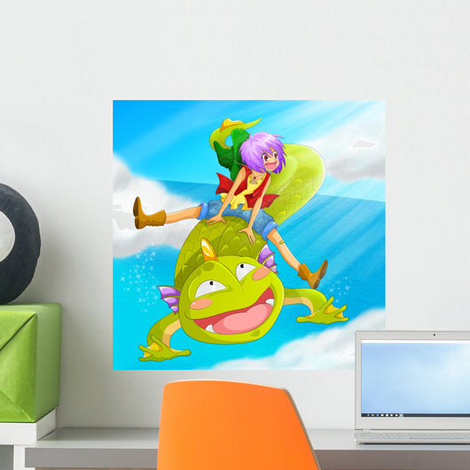 Manga Illustration Person Riding Wall Decal