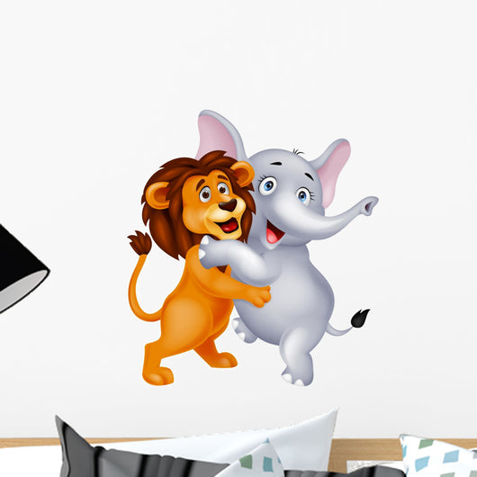 Lion and Elephant Embracing