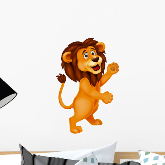 Lion cartoon waving Wall Decal