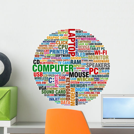 word collage about computer technology Wall Decal