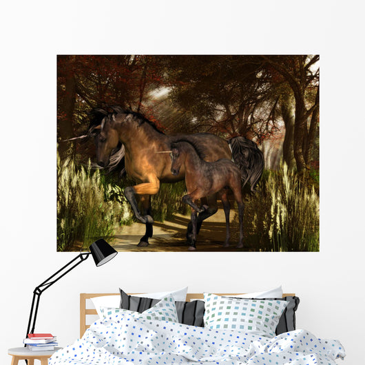 Mother Unicorn and Foal Wall Mural
