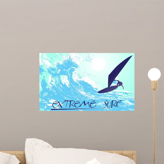 Abstract Silhouette Surfer Ocean