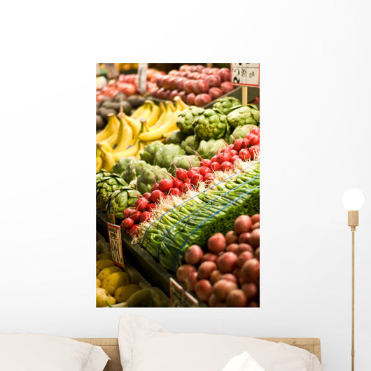 Fruit and vegetable stand at the Pike Place Market in Seattle. Wall Mural