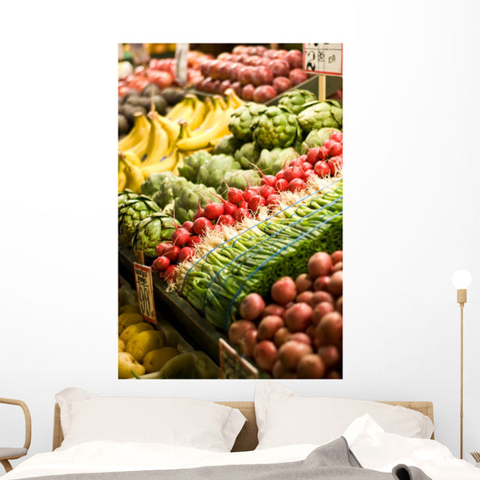 Fruit and vegetable stand at the Pike Place Market in Seattle. Wall Mural