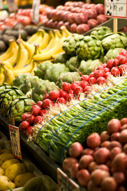 Fruit and vegetable stand at the Pike Place Market in Seattle. Wall Mural