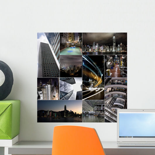 Collage of the city of Hong Kong Wall Mural