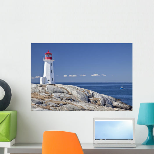 Peggy's Cove lighthouse, Nova Scotia, Canada. Wall Mural