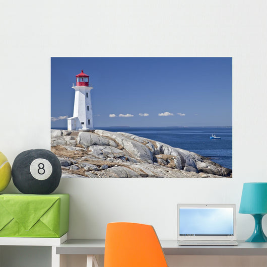 Peggy's Cove lighthouse, Nova Scotia, Canada. Wall Mural