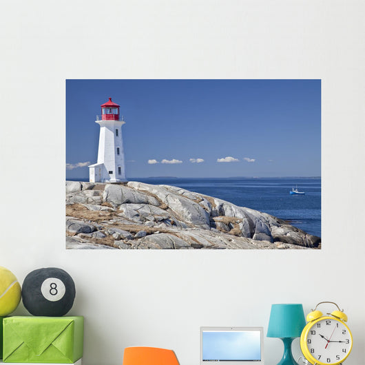 Peggy's Cove lighthouse, Nova Scotia, Canada. Wall Mural