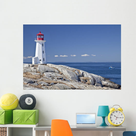 Peggy's Cove lighthouse, Nova Scotia, Canada. Wall Mural