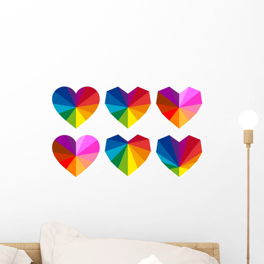 colorful rainbow hearts Wall Decal
