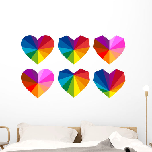 colorful rainbow hearts Wall Decal