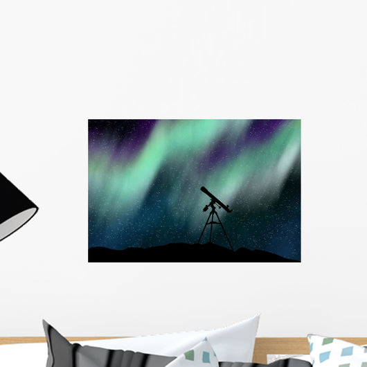 Silhouette Telescope under Aurora