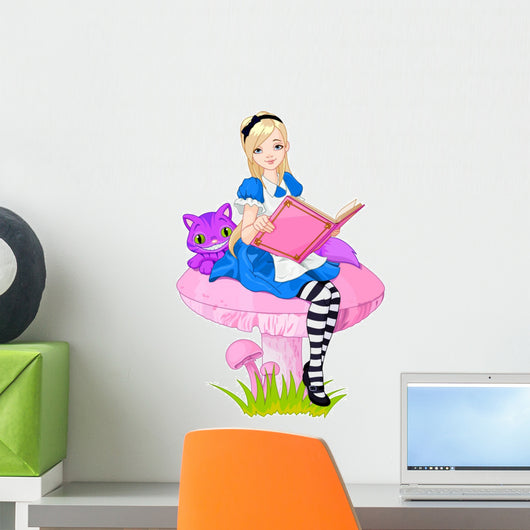 Alice Holding Book Wall Mural