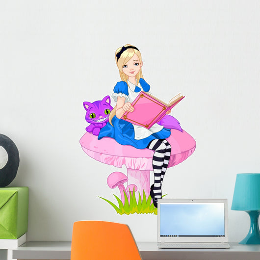 Alice Holding Book Wall Mural