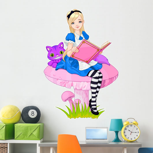 Alice Holding Book Wall Mural