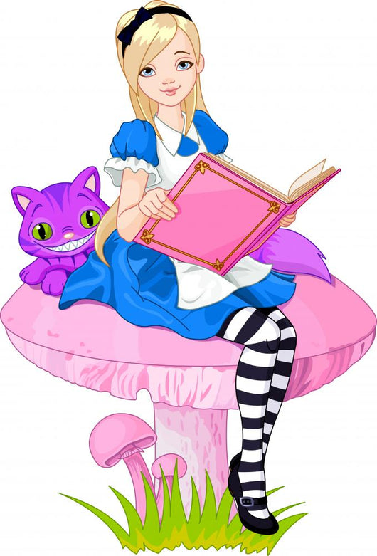 Alice Holding Book Wall Mural