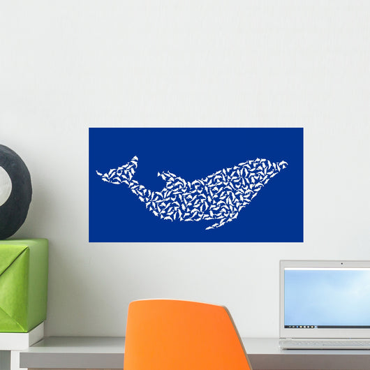 complex dolphin isolated on blue background Wall Mural