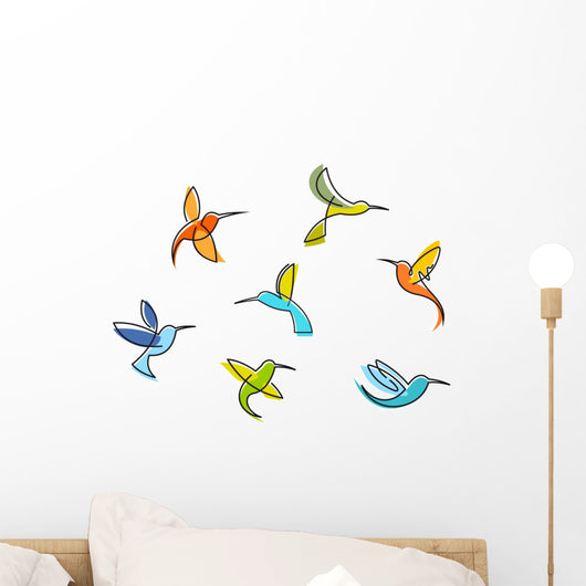 Abstract Colorful Hummingbirds