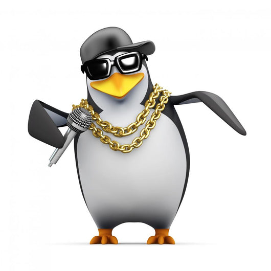 Penguin Rapper Mic Wall Decal
