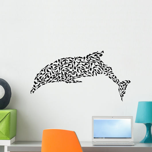 black jumping complex islated dolphin Wall Decal