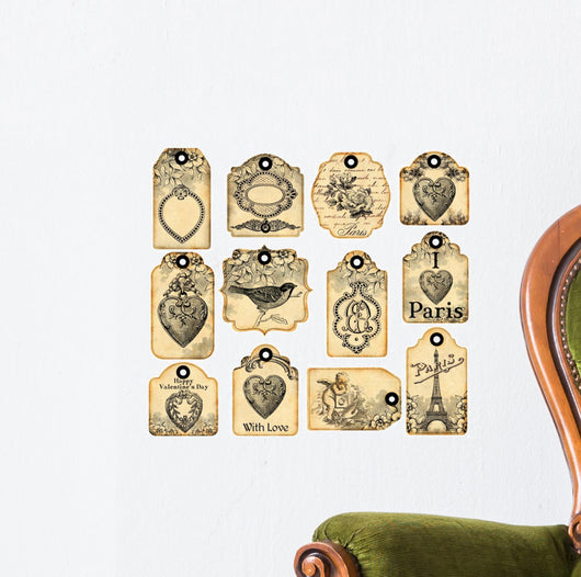 12 valentine labels Wall Decal