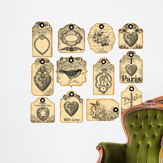 12 valentine labels Wall Decal