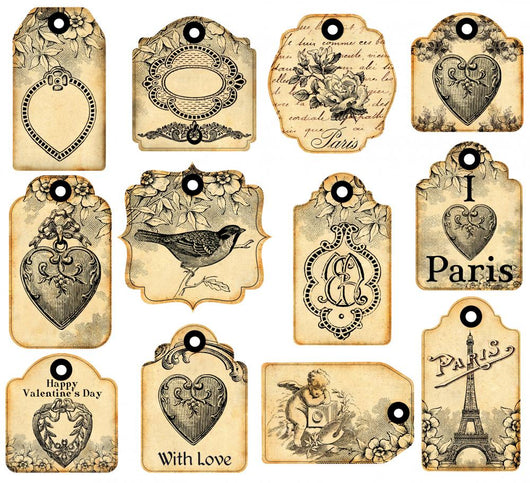 12 valentine labels Wall Decal