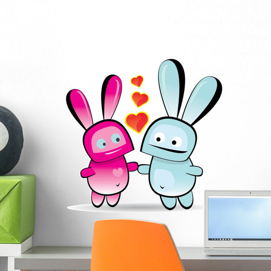 Valentine Day Love Beautiful Card with Bunny Wall Decal