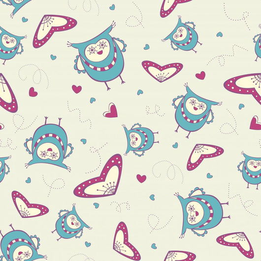 Seamless Pattern with Owls Wall Decal