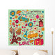 Vector Set Cartoony Paris Symbols Wall Decal