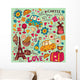 Vector Set Cartoony Paris Symbols Wall Decal
