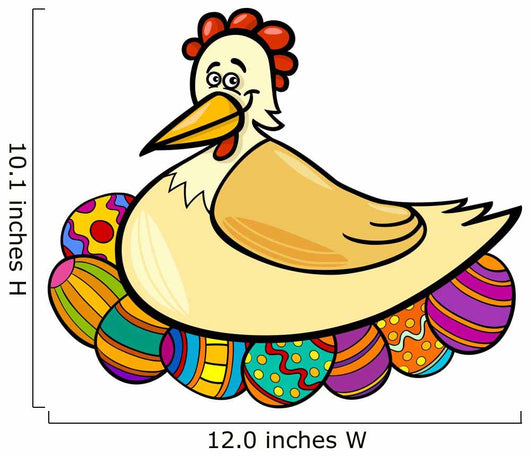 Hen Hatching Easter Eggs Cartoon Illustration Wall Decal
