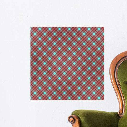 Seamless cross dark red-blue diagonal pattern, Wall Mural