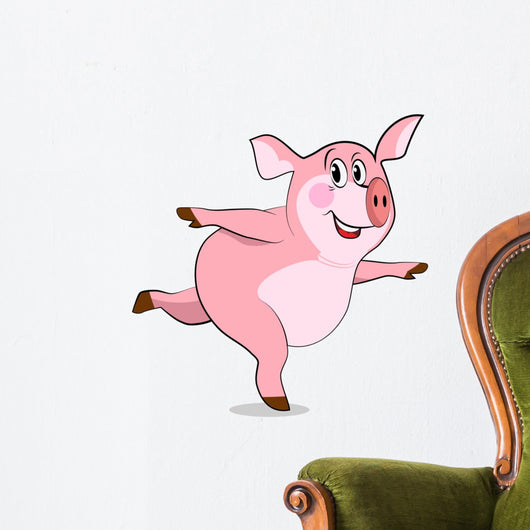 Pig  in yoga poses. Dancing pig Wall Decal