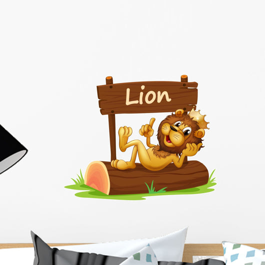 King Lion and Wooden Wall Decal