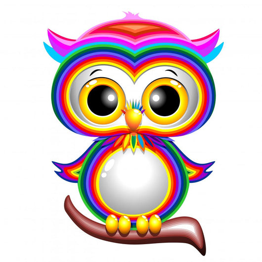 Rainbow Baby Owl Cartoon Gufo Cucciolo Arcobaleno-Vector Wall Decal