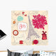 Vector Set Paris Illustrated Symbols Wall Decal