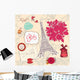 Vector Set Paris Illustrated Symbols Wall Decal
