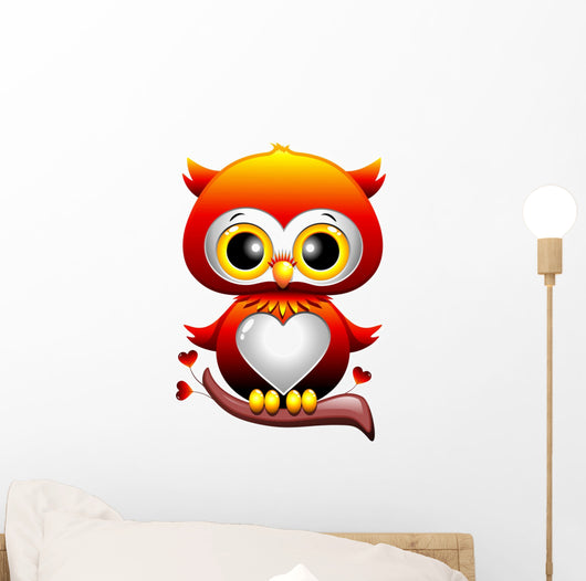Baby Owl Love Owl Cartoon Puppy Hearts and Love-Vector Wall Decal