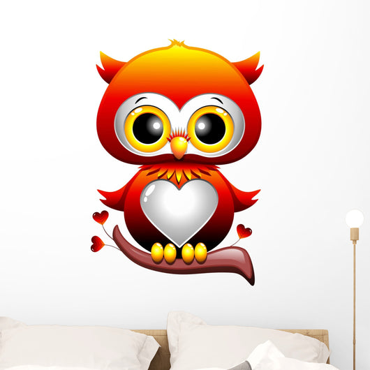 Baby Owl Love Owl Cartoon Puppy Hearts and Love-Vector Wall Decal