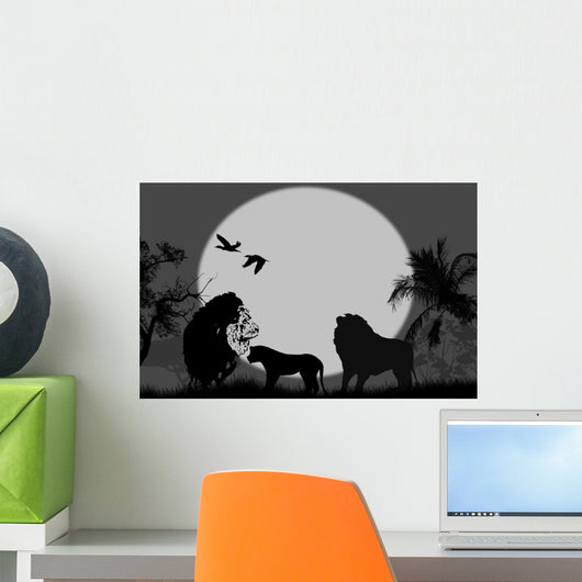 Safari Lion Family Night Wall Mural