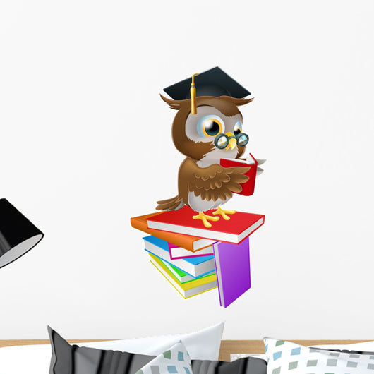 Wise owl reading Wall Decal