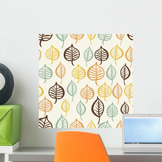 Seamless Hand-Drawn Leaves Wall Decal