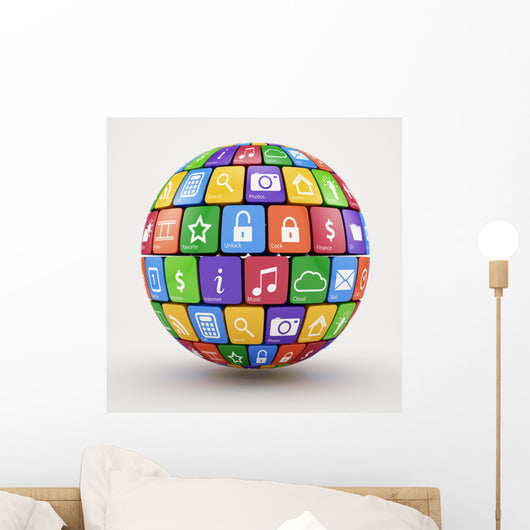 Colorful social media sphere Wall Decal