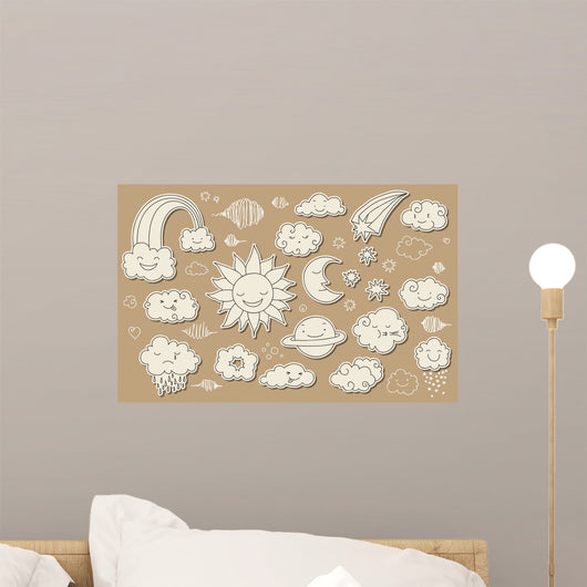 Cute sky doodle Wall Mural