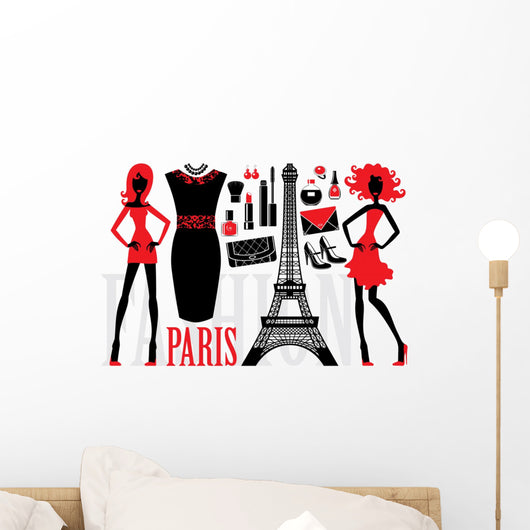 Fashionable Set with Silhouettes Wall Mural