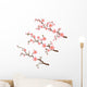 Cherry blossom branch in 3 diferent stages on white Wall Decal