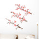 Cherry blossom branch in 3 diferent stages on white Wall Decal